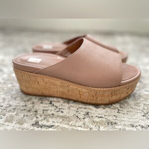 FitFlop™ Eloise Leather Wedge Sandals Beige Size 9 Platform